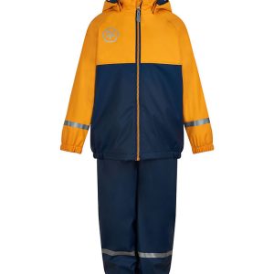 Color Kids Regntøj m. Seler/Fleece - PU - Cadmium Yellow/Navy