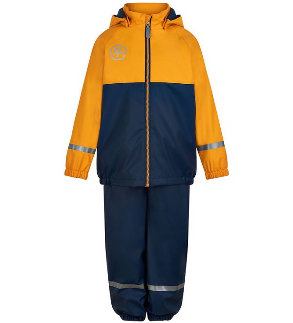 Color Kids Regntøj m. Seler/Fleece - PU - Cadmium Yellow/Navy